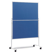 Moderationstafel, 120x150cm, Filz + Filz (beidseitig), pinnbar, klappbar, mit Rollen, blau + blau