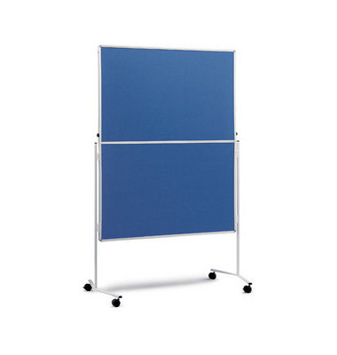 Moderationstafel, 120x150cm, Filz + Filz (beidseitig), pinnbar, klappbar, mit Rollen, blau + blau Moderationstafel, 120x150cm, Filz + Filz (beidseitig), pinnbar, klappbar, mit Rollen, blau + blau