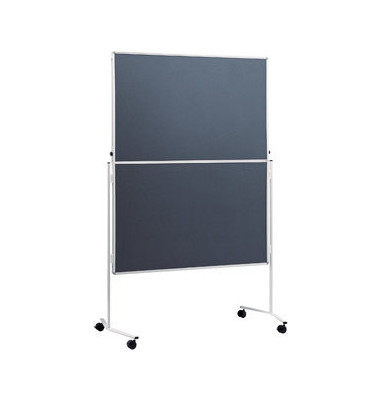 Moderationstafel, 120x150cm, Filz + Filz (beidseitig), pinnbar, klappbar, mit Rollen, grau Moderationstafel, 120x150cm, Filz + Filz (beidseitig), pinnbar, klappbar, mit Rollen, grau