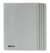 Kunststoffregister 721311, 1 bis 100, A4, graue Taben, 100-teilig