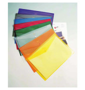 Dokumententasche Carry Folder 16128as, A4 quer, farbig sortiert-transparent, Polypropylen (PP), Druckknopfverschluss
