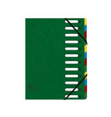 Ordnungsmappe Harmonika 55123E, 1-12, gr&uuml;n, A4, 12 F&auml;cher