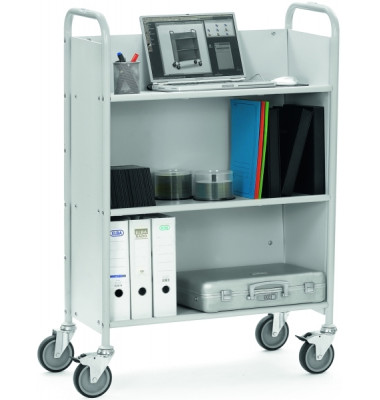 Bürowagen m.3 Etagen 4 Räder l.grau 1218x320mm b.150kg