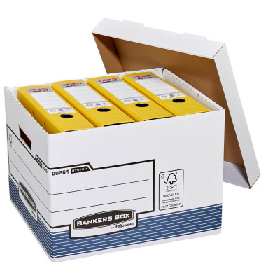Archivbox Bankers Box 0026101, A4, weiß/blau, innen 35x29,3x37cm, Karton