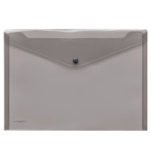 Dokumententasche - 40111-24, A4 quer, transparent rauchtopas, Polypropylen (PP), Druckknopfverschluss