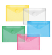 Dokumententasche 40116-94, A6 quer, transparent blau/gr&uuml;n/rot/gelb und farblos, Polypropylen (PP), Klettverschluss