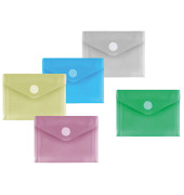 Dokumententasche 40117-94, A7 quer, transparent blau/gr&uuml;n/rot/gelb und farblos, Polypropylen (PP), Klettverschluss