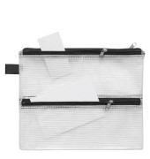 Reißverschlußtasche Mesh Bag Vierkammer PVC 245x200mm farblos/schwarz