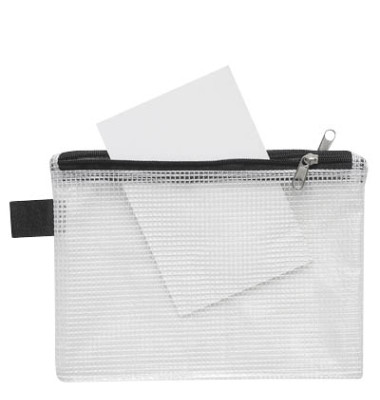 Reißverschlußtasche Mesh Bag Doppelkammer PVC A6 183x128mm schwarz