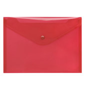 Dokumententasche - 40912-84, A5 quer, transparent rot, Polypropylen (PP), Druckknopfverschluss