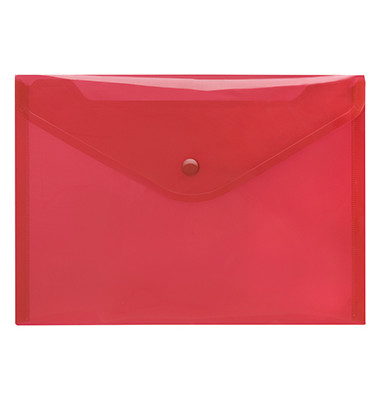 Dokumententasche - 40912-84, Din A5 quer, transparent rot, Polypropylen (PP), Druckknopfverschluss