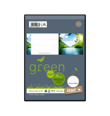 Notizblock 03654810 Green, liniert, A5, 70g, grau, 48 Blatt