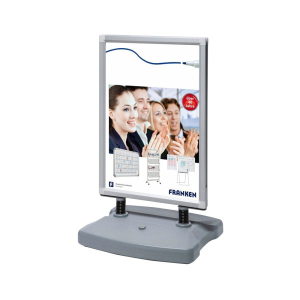 4016946215381 - Kundenstopper Tank BS1304 A1 67 x 1123 x 59 cm für DIN A1 mit Wassertank Rollen wetterfest silber 4016946215381 Franken