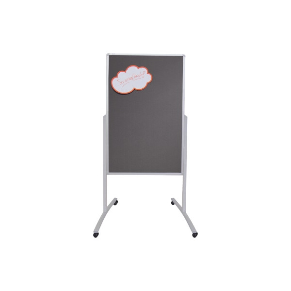 4016946217835 - Moderationstafel Pro MTF801312 76x121cm Filz + Whiteboard (beidseitig) pinnbar beschreibbar magnetisch mit Rollen grau + 