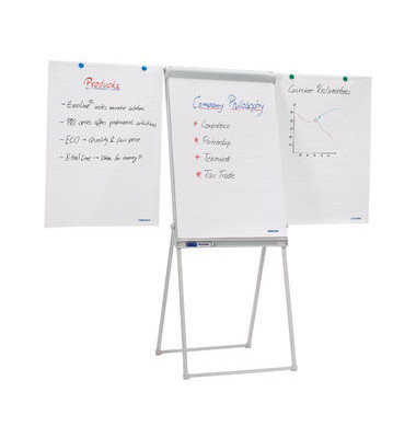 Flipchart PRO Deluxe Standard, FC84, 67x95cm (BxH), hellgrau, mit Beinen, mit 2 Seitenarmen