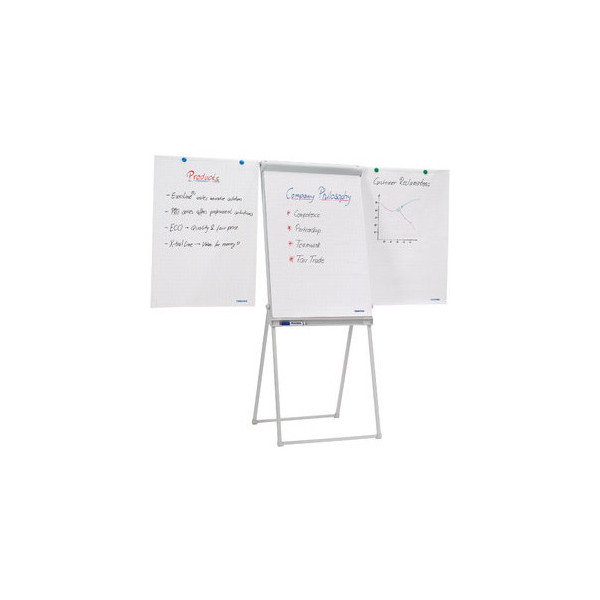 4016946211437 - FRANKEN PRO Magnetisches Flipchart FC84 Mit Seitenarmen Höhenverstellbar 67 x 95 cm Mit Vierbeinstativ und Stiftablage Hellgrau