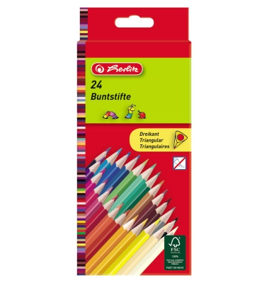 Buntstifte-Set spiel gut, 10412039, farbig sortiert, dreikant, Packung