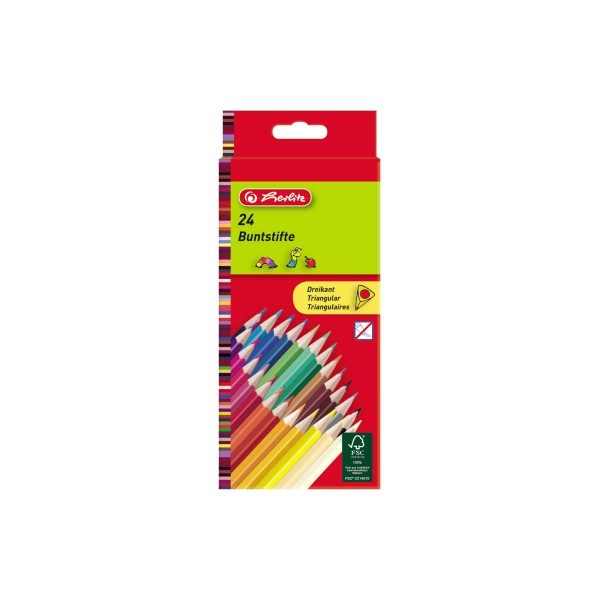 4 Stück Herlitz Buntstifte-Set spiel gut, 10412039, farbig sortiert, dreikant, Packung 4008110194103 Herlitz 24 Stück