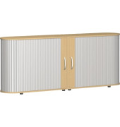 Aktenschrank Flex S-382104-SB, Kunststoff/Holz, 2 OH, 200 x 83 x 40 cm, silber/buche
