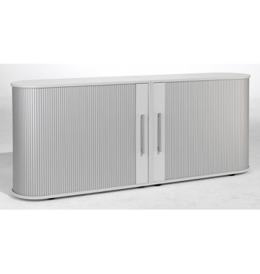 Aktenschrank Flex 382104LG, Kunststoff/Holz, 2 OH, 200 x 80 x 40 cm, silber/lichtgrau