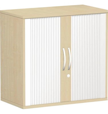 Aktenschrank Flex S-382117-AA, Kunststoff/Holz abschließbar, 2 OH, 80 x 79,8 x 42,5 cm, silber/ahorn