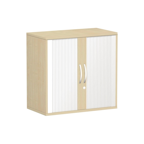 Geramöbel Aktenschrank Flex S-382117-AA, Kunststoff/Holz abschließbar, 2 OH, 80 x 79,8 x 42,5 cm, silber/ahorn 4038933481913 Geramöbel