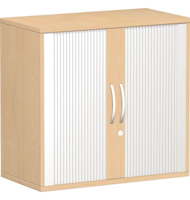 Aktenschrank Flex S-382117-SB, abschlie&szlig;bar, 2 OH, silber/buche, 80x79,8x42,5cm (BxHxT)