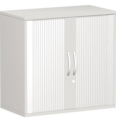 Aktenschrank Flex S-382117-LL, Kunststoff/Holz abschließbar, 2 OH, 80 x 79,8 x 42,5 cm, silber/lichtgrau
