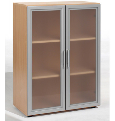 Aktenschrank Flex S-383802BU, Glas/Holz, 3 OH, 80 x 110,4 x 40 cm, buche