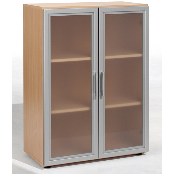 geramöbel Aktenschrank Flex, S-383802-GTB buche, Acrylglas satiniert 2 Fachböden 80,0 x 42,0 x 110,4 cm