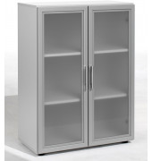 Aktenschrank Flex S-383802LG, Glas/Holz, 3 OH, 80 x 110,4 x 40 cm, lichtgrau
