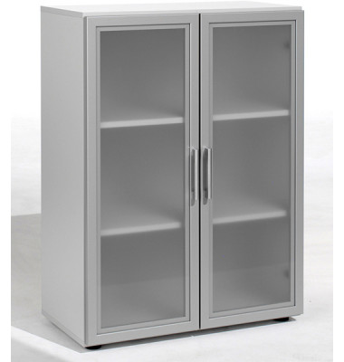 Aktenschrank Flex S-383802LG, Glas/Holz, 3 OH, 80 x 110,4 x 40 cm, lichtgrau