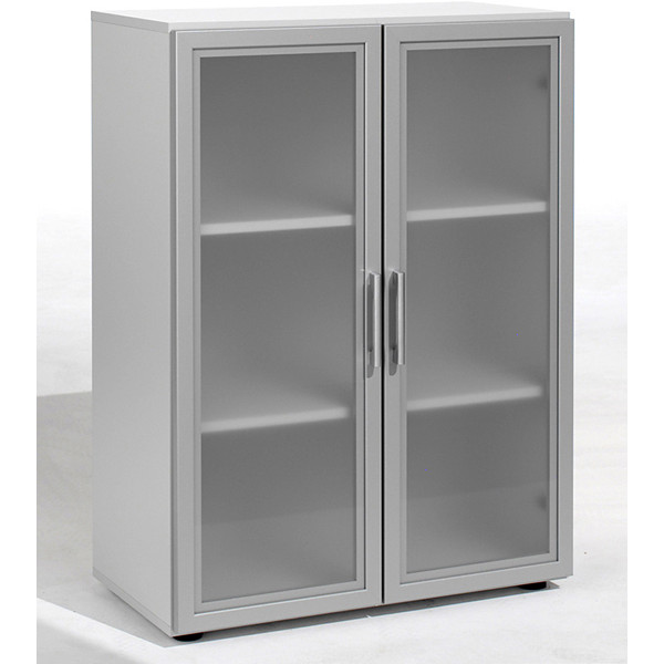 geramöbel Aktenschrank Flex, S-383802-GTL lichtgrau, Acrylglas satiniert 2 Fachböden 80,0 x 42,0 x 110,4 cm