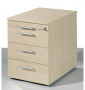 Rollcontainer S-530151-AA Flex, ahorn, 4 Schubladen, Holz, abschlie&szlig;bar