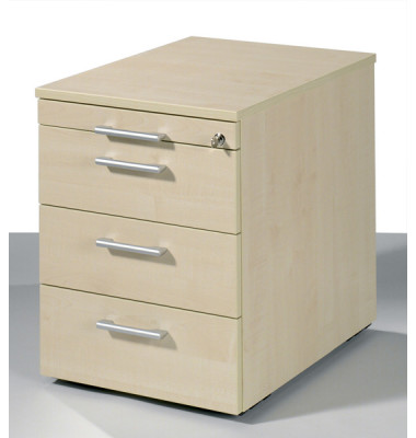 Rollcontainer Flex 530151AH Holz ahorn, 3 normale Schubladen, mit extra Utensilienauszug, abschließbar