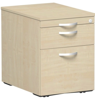 Rollcontainer Flex 530152AH Holz ahorn, 1 normale Schublade, mit extra Hängeregisterauszug, mit extra Utensilienauszug, abschli