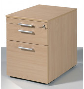 Rollcontainer S-530152-BB Flex, buche, 3 Schubladen, Holz, abschlie&szlig;bar