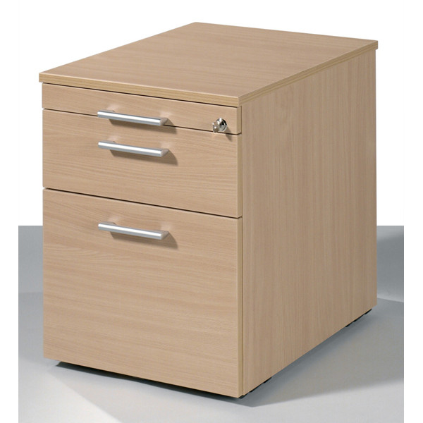 4016058541521 - Rollcontainer Flex 530152BU Holz buche 1 normale Schublade mit extra Hängeregisterauszug mit extra Utensilienauszug abschli 