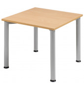 Schreibtisch Flex, manuell h&ouml;henverstellbar, 72cm (H), 80x80cm (BxT), quadratisch, buche / silber
