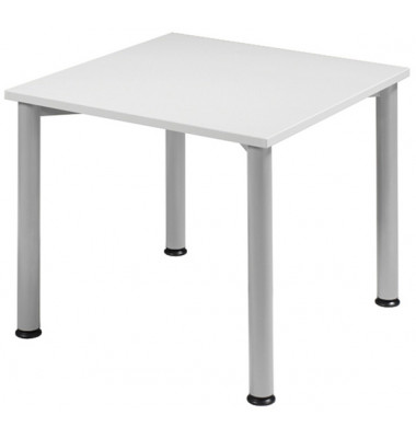 Schreibtisch Flex, manuell h&ouml;henverstellbar, 72cm (H), 80x80cm (BxT), quadratisch, grau / silber