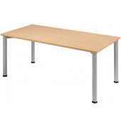 Schreibtisch Flex, manuell h&ouml;henverstellbar, 72cm (H), 160x80cm (BxT), rechteckig, buche / silber