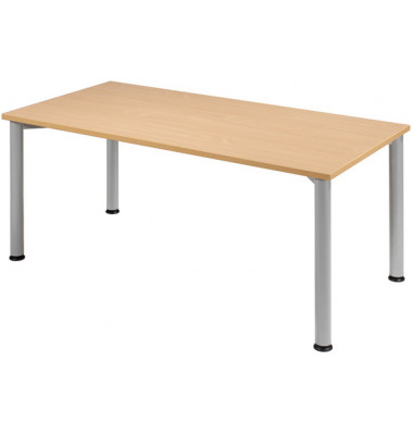 Schreibtisch Flex, manuell h&ouml;henverstellbar, 72cm (H), 160x80cm (BxT), rechteckig, buche / silber