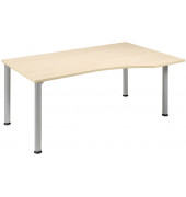 Schreibtisch Flex, manuell h&ouml;henverstellbar, 68-80cm (H), 180x80cm (BxT), rechteckig, ahorn / silber