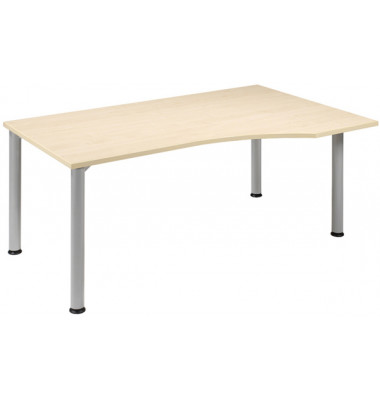 Schreibtisch Flex, manuell h&ouml;henverstellbar, 68-80cm (H), 180x80cm (BxT), rechteckig, ahorn / silber