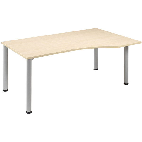 4038933003740 - Schreibtisch Flex manuell höhenverstellbar 68-80cm (H) 180x80cm (BxT) rechteckig ahorn   silber 4038933003740 Geramöbel