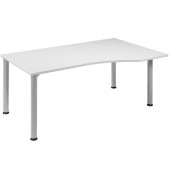 Schreibtisch Flex, manuell h&ouml;henverstellbar, 68-80cm (H), 180x80/100cm (BxT), Freiform, grau / silber