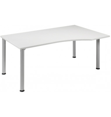 Schreibtisch Flex, manuell h&ouml;henverstellbar, 68-80cm (H), 180x80/100cm (BxT), Freiform, grau / silber