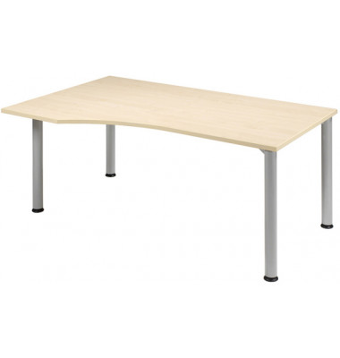 Schreibtisch Flex, manuell höhenverstellbar, 68-80cm (H), rechteckig, ahorn / silber