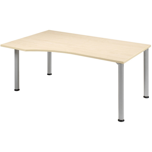 4038933003801 - Schreibtisch Flex manuell höhenverstellbar 68-80cm (H) 180x80 100cm (BxT) Freiform ahorn   silber 4038933003801 Geramöbel
