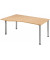 Schreibtisch Flex, manuell höhenverstellbar, 68-80cm (H), rechteckig, buche / silber